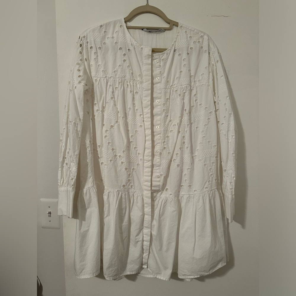 Zara White Eyelet Dress